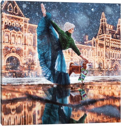 Moscow Winter Canvas Art Print - Shiba Inu Art