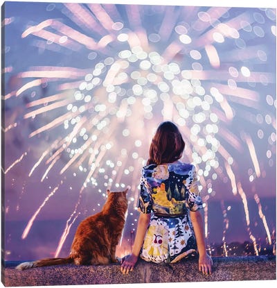 Night. Magic. Fireworks Canvas Art Print - Independence Day Art