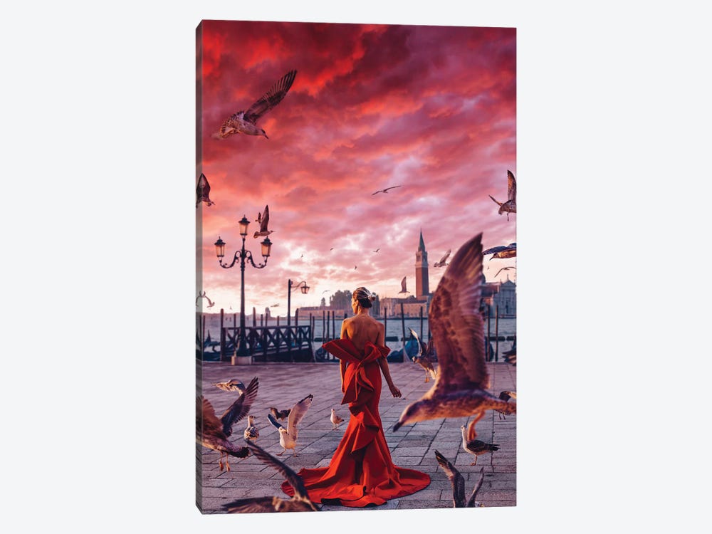 Red Morning In Venice by Hobopeeba 1-piece Canvas Artwork
