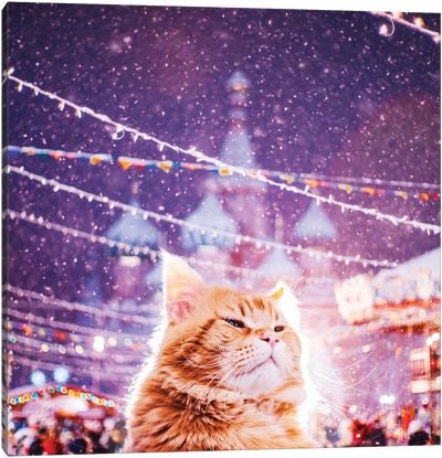 St. Basil's Cathedral And Kotleta Canvas Art Print - Tabby Cat Art