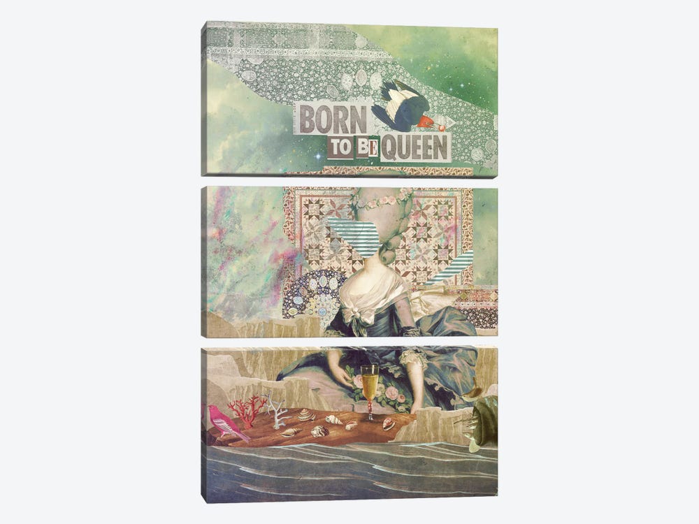Born To Be Queen by Marcel Lisboa 3-piece Canvas Print