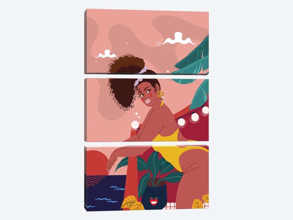 Swim Night by Mlle Belamour 3-piece Canvas Art Print