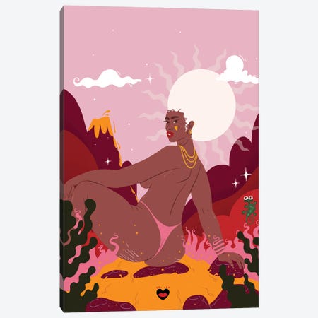 Brown Moon Canvas Print #MLB18} by Mlle Belamour Art Print