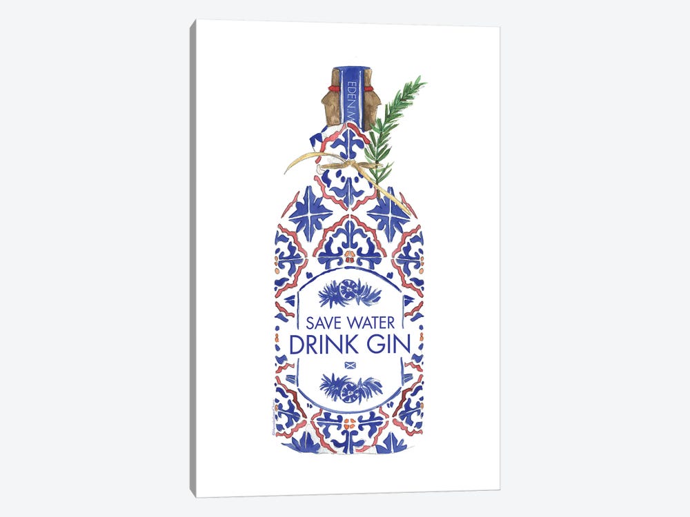 Save Water Drink Gin by Mercedes Lopez Charro 1-piece Art Print