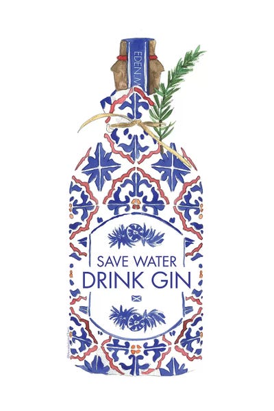 Typography: Save Water Drink Gin by Mercedes Lopez Charro