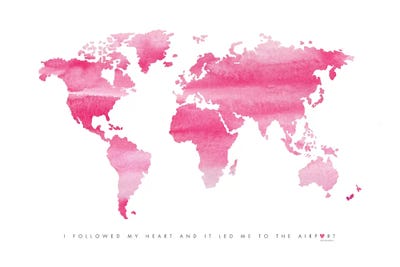 World Map Pink by Mercedes Lopez Charro canvas print