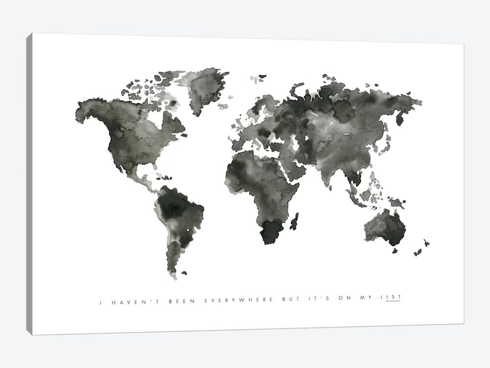 World Map Monochrome by Mercedes Lopez Charro 1-piece Art Print