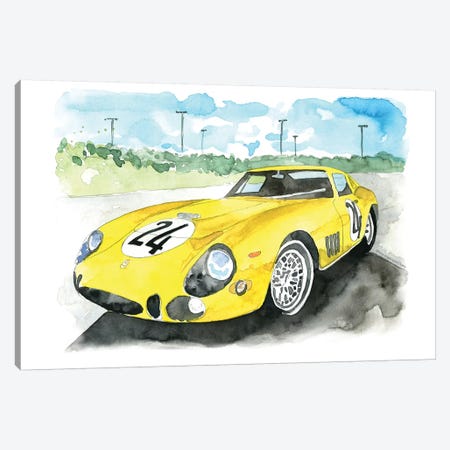 Yellow Sports Car Canvas Print #MLC116} by Mercedes Lopez Charro Canvas Art Print