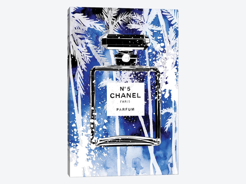 Mercedes Lopez Charro Canvas Wall Decor Prints - Blue Palms Chanel ( Fashion > Fashion Brands > Chanel art) - 40x26 in