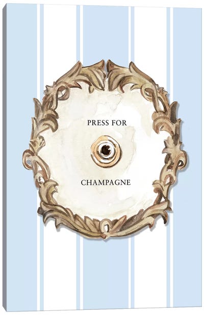 Press For Champagne (Blue) Canvas Art Print - Champagne Art