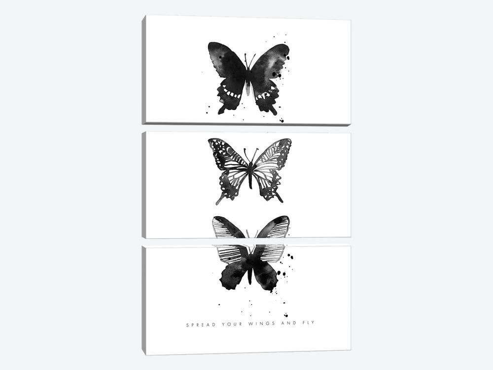 3 Inky Butterflys by Mercedes Lopez Charro 3-piece Canvas Artwork