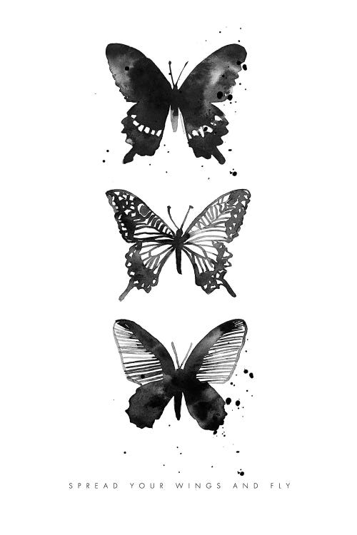 3 Inky Butterflys by Mercedes Lopez Charro wall art