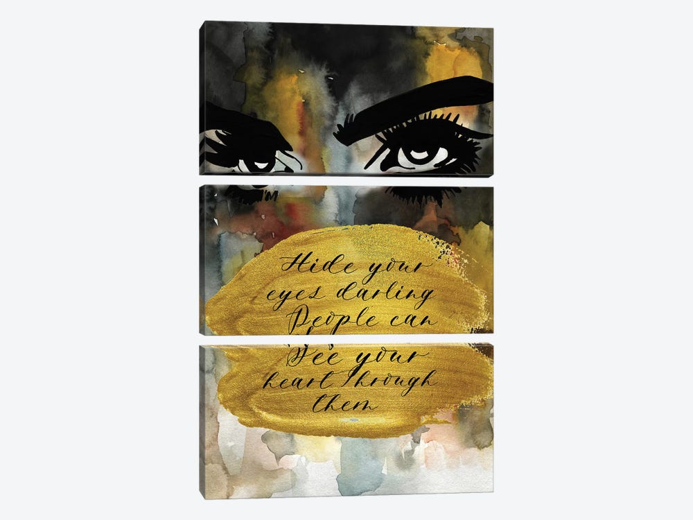 Cara Hide Your Eyes by Mercedes Lopez Charro 3-piece Canvas Art Print