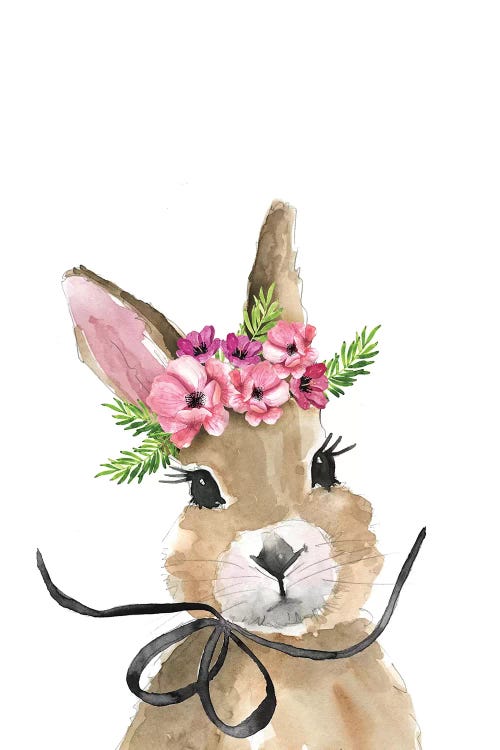 Bunny Flower Crown by Mercedes Lopez Charro wall art