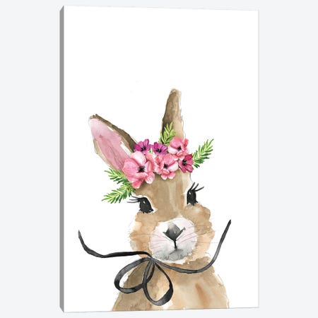 Bunny Flower Crown Canvas Print #MLC134} by Mercedes Lopez Charro Canvas Print