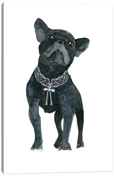 Frenchie Dog Diamonds Canvas Art Print - Mercedes Lopez Charro