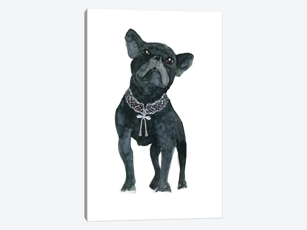 Frenchie Dog Diamonds by Mercedes Lopez Charro 1-piece Canvas Print