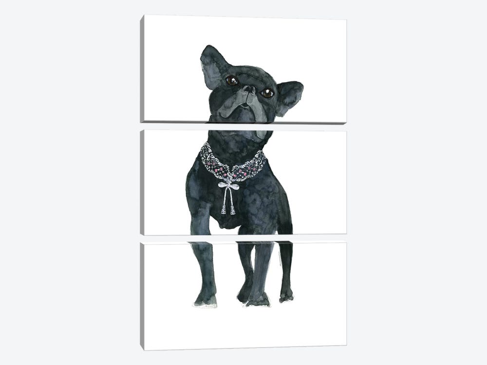 Frenchie Dog Diamonds by Mercedes Lopez Charro 3-piece Art Print
