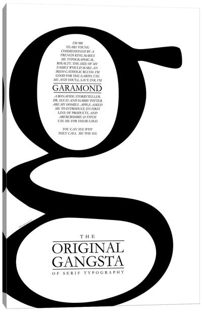 Gansta Garamond Canvas Art Print - Letter G