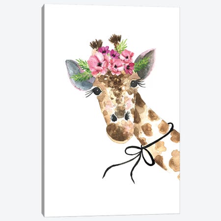 Giraffe Flower Crown Canvas Print #MLC141} by Mercedes Lopez Charro Art Print