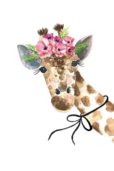 Giraffes: Giraffe Flower Crown by Mercedes Lopez Charro