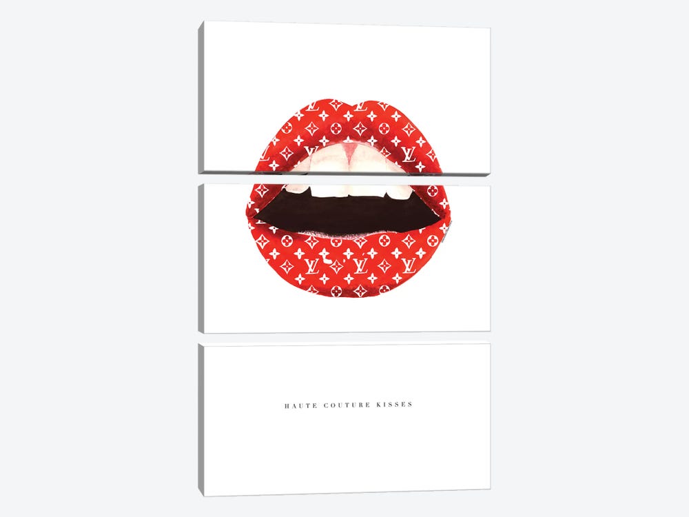 Haute Couture Kisses by Mercedes Lopez Charro 3-piece Canvas Print