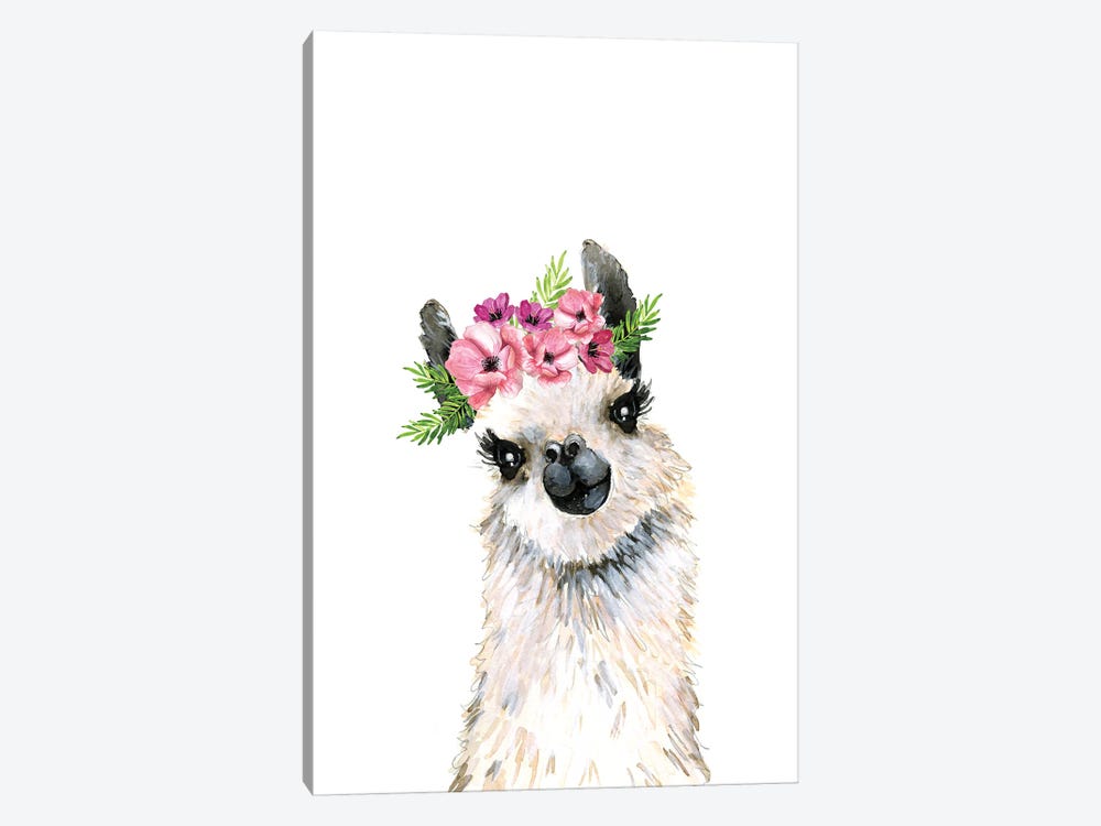 Lovely Llama Flower Crown by Mercedes Lopez Charro 1-piece Art Print