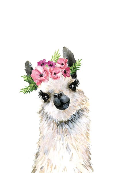 Llamas: Lovely Llama Flower Crown by Mercedes Lopez Charro