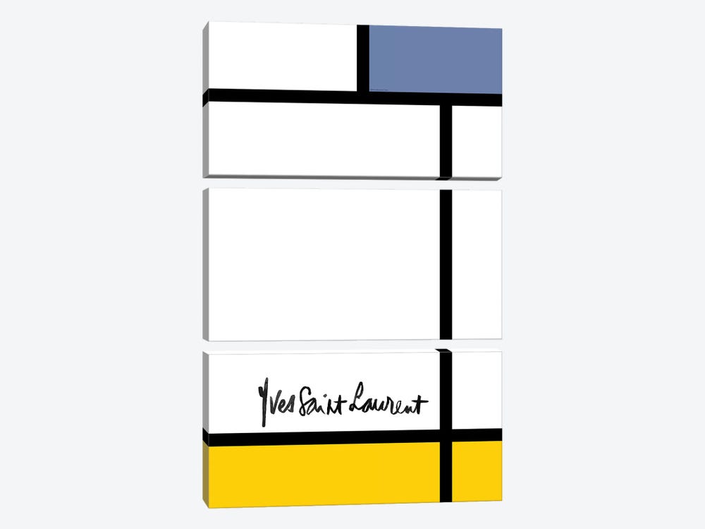 YSL Mondrian by Mercedes Lopez Charro 3-piece Canvas Art Print