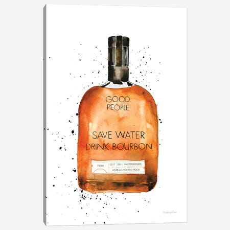 Save Water Drink Bourbon Canvas Print #MLC177} by Mercedes Lopez Charro Canvas Print
