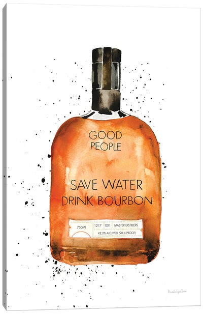 Save Water Drink Bourbon Canvas Art Print - Food & Drink Typography