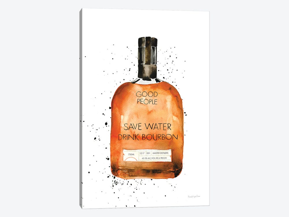 Save Water Drink Bourbon by Mercedes Lopez Charro 1-piece Canvas Art Print