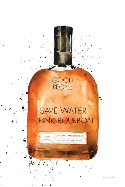 Large Minimalist Art - Canvas Prints: Save Water Drink Bourbon by Mercedes Lopez Charro