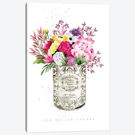Pink Flowers In Vintage Can Canvas Print #MLC198} by Mercedes Lopez Charro Canvas Wall Art