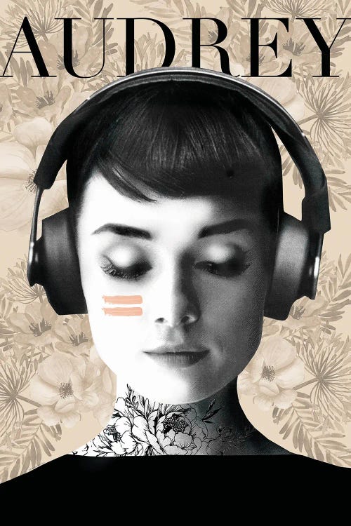 Audrey Headphones by Mercedes Lopez Charro wall art