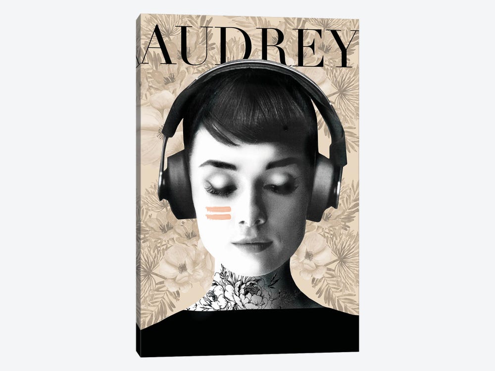 Audrey Headphones by Mercedes Lopez Charro 1-piece Canvas Wall Art