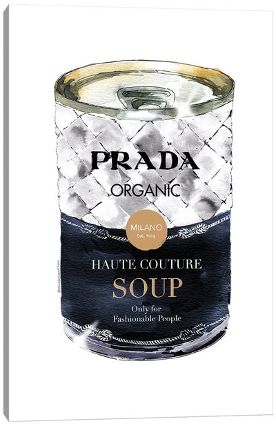 Prada Soup Can Canvas Art Print - Campbell's Soup Can Reimagined