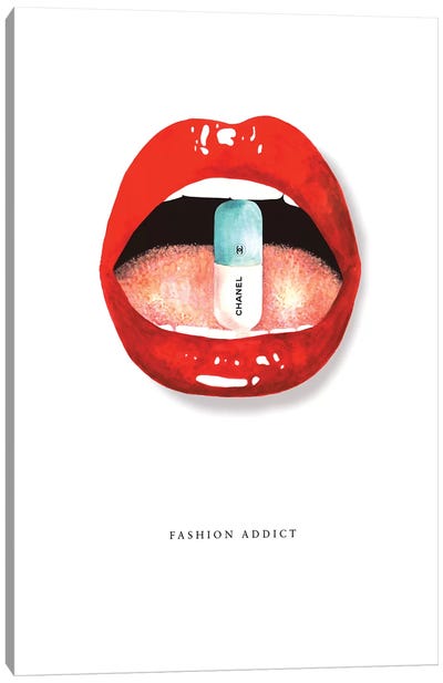 Fashion Addict Canvas Art Print - Lips Art