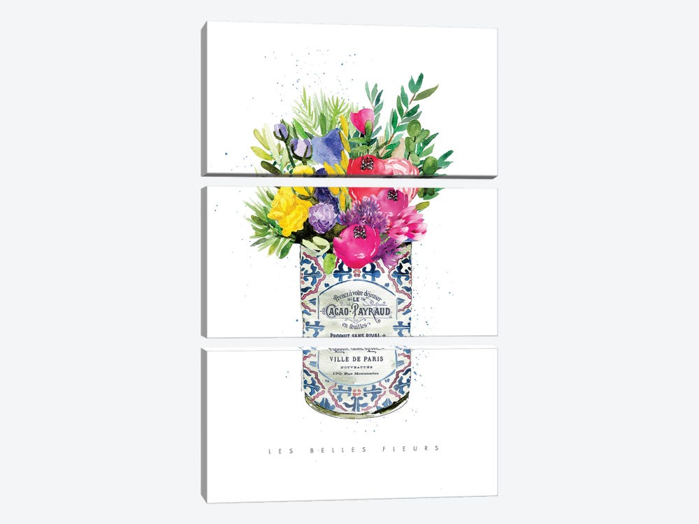 Summer Flowers in Vintage Can by Mercedes Lopez Charro 3-piece Canvas Print