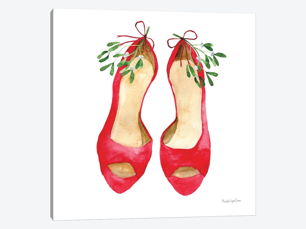 Christmas Shoes II by Mercedes Lopez Charro 1-piece Canvas Wall Art