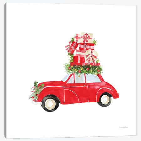 Little Red Holiday Car II Canvas Print #MLC284} by Mercedes Lopez Charro Canvas Print