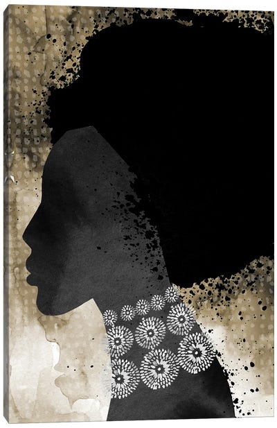 African Woman Afro Canvas Art Print - Mercedes Lopez Charro
