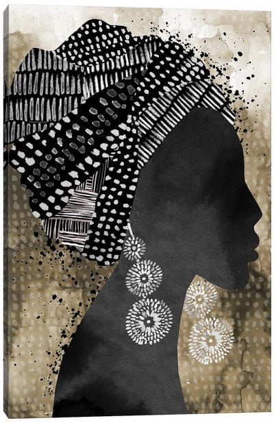 African Woman Headscarf Canvas Art Print - Mercedes Lopez Charro