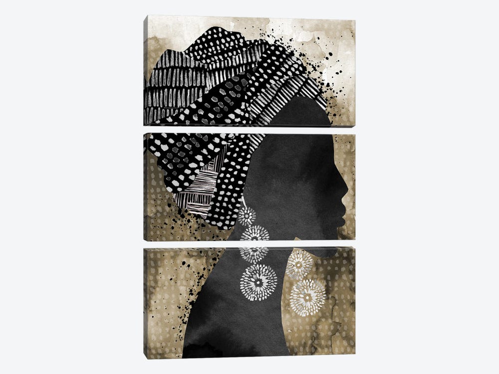 African Woman Headscarf by Mercedes Lopez Charro 3-piece Art Print