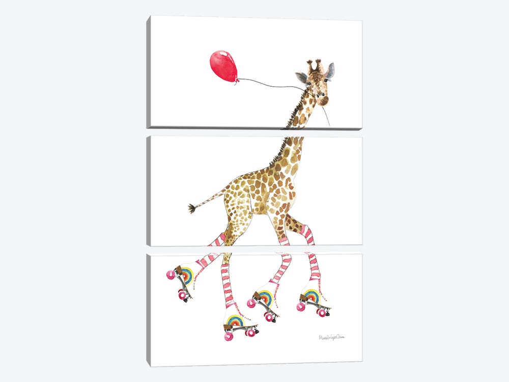 Giraffe Joy Ride II by Mercedes Lopez Charro 3-piece Canvas Art Print