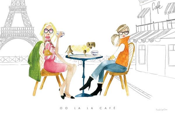 Cafes: Paris Girlfriends III by Mercedes Lopez Charro