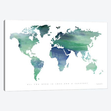 Passport To The World (Blue) Canvas Print #MLC305} by Mercedes Lopez Charro Canvas Artwork