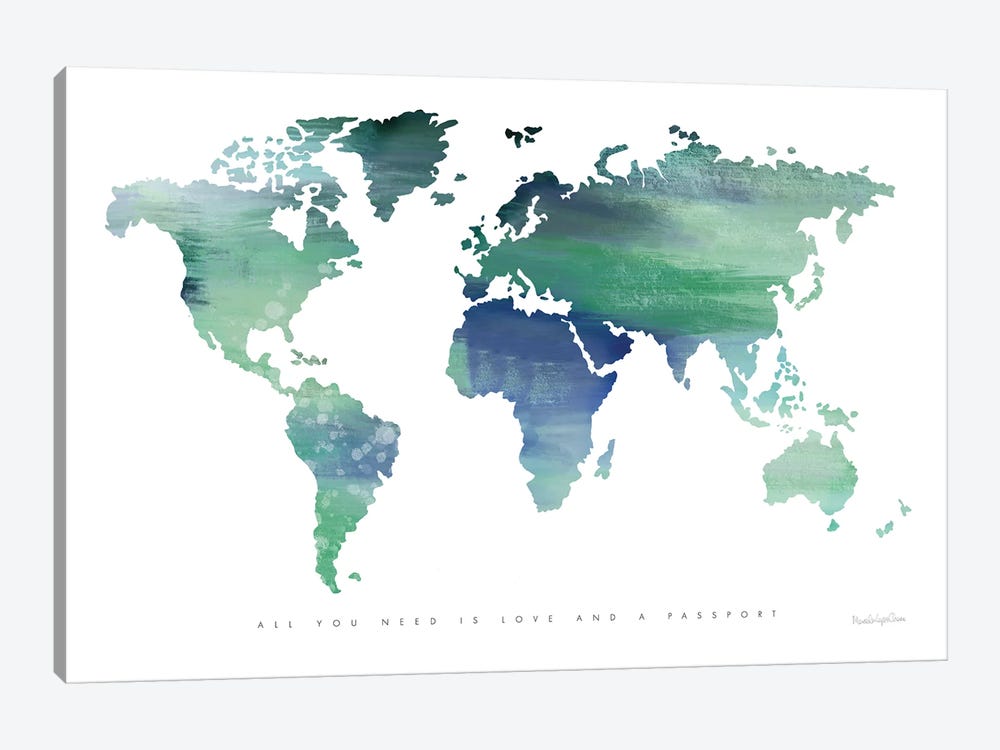 Passport To The World (Blue) by Mercedes Lopez Charro 1-piece Art Print