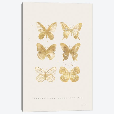 Six Gold Butterflies Canvas Print #MLC318} by Mercedes Lopez Charro Canvas Art