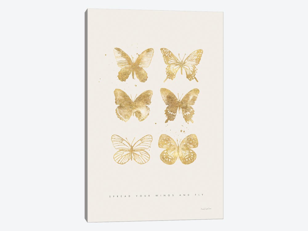 Six Gold Butterflies by Mercedes Lopez Charro 1-piece Canvas Print
